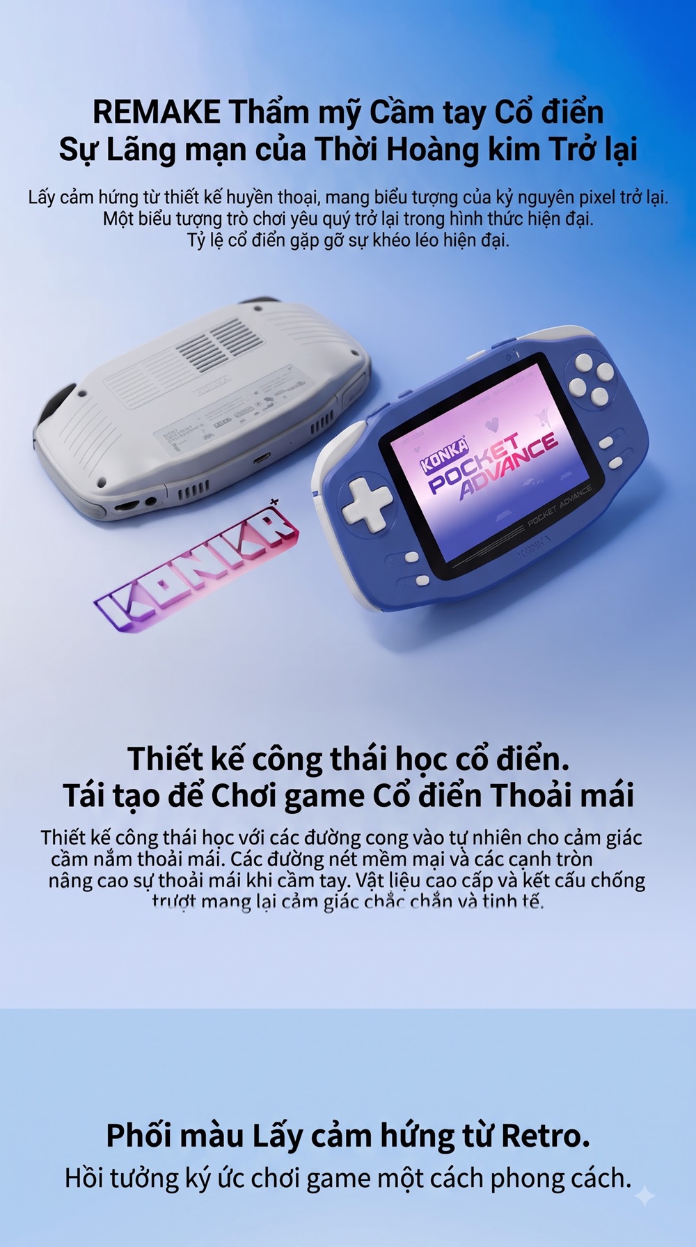 Thiết kế retro của máy chơi game KONKR Pocket ADVANCE